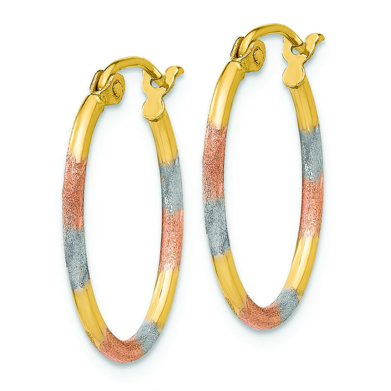 Tri Color Hoop Earrings in 14k Yellow Gold image number null